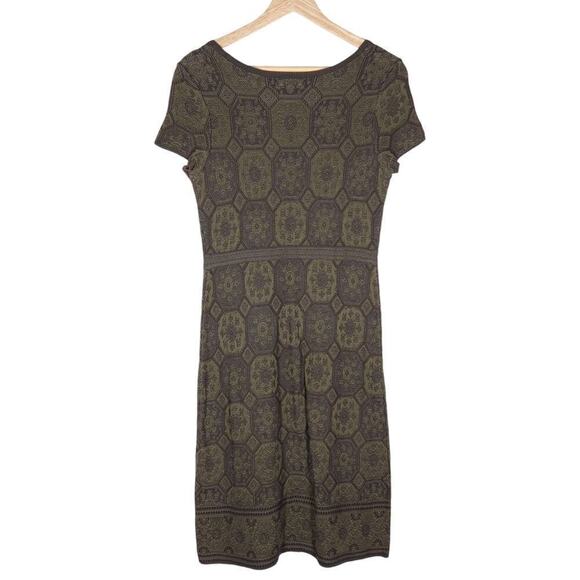 Peruvian Connection Womens Sheath Dress Small Olive Green Knit Short Sleeve Mini - Picture 2 of 12